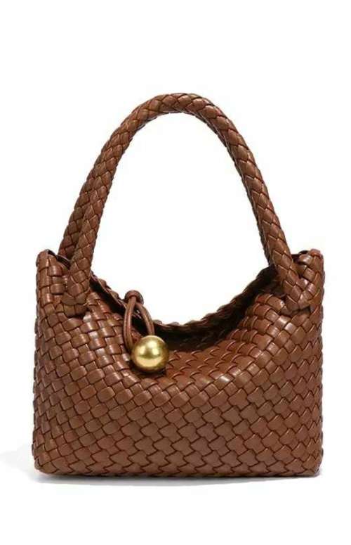 WOVEN SMALL HANDBAG WITH GOLD DETAIL