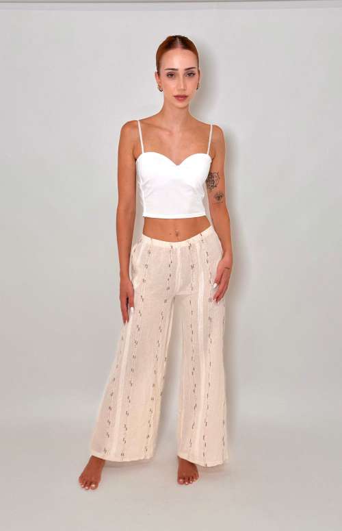 COTTON LINEN BLEND PANTS | BEIGE