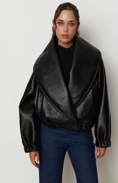 LEATHER LOOK BOMBER JACKET