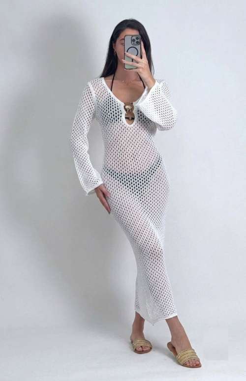 KNIT MAXI DRESS WITH LONG SLEEVES