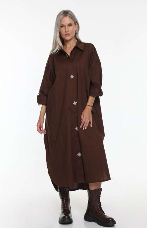 SHIRT-DRESS WITH EMBELLISHED BUTTONS