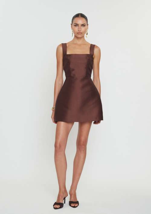 VASILIKI MINI DRESS | BROWN