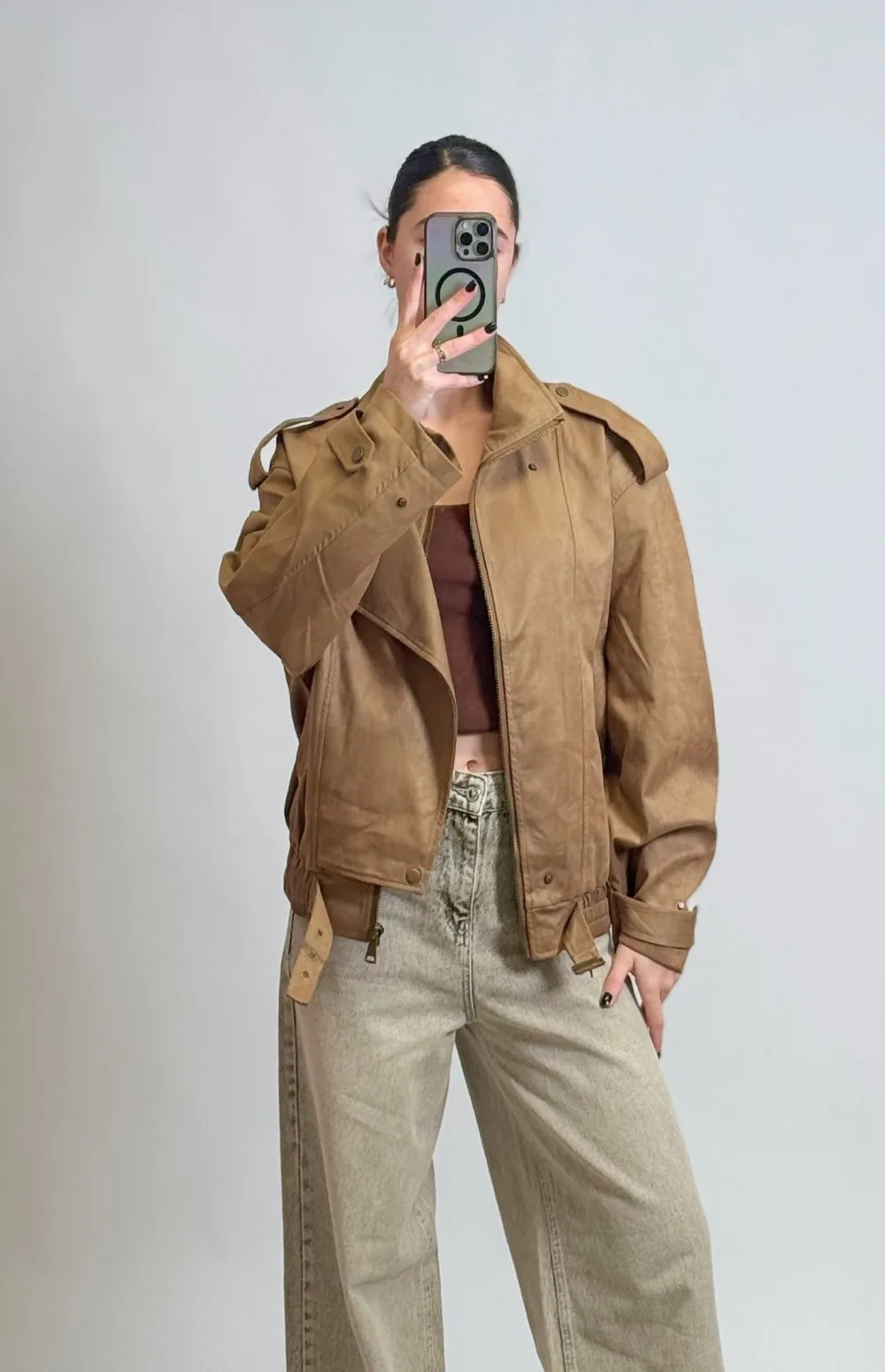 FAUX SUEDE BIKER JACKET