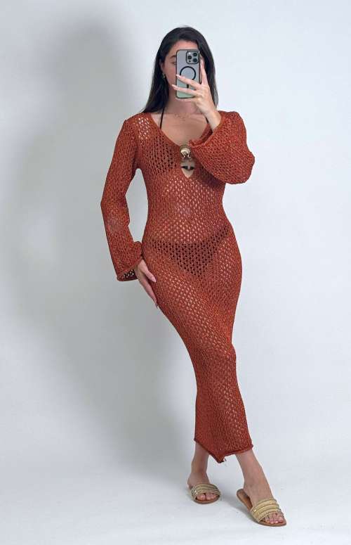 KNIT MAXI DRESS WITH LONG SLEEVES