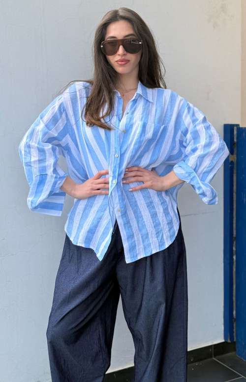 OVERSIZED LINEN STRIPED SHIRT