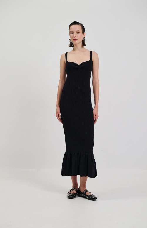 DRESS MAXI RUFFLED | BLACK