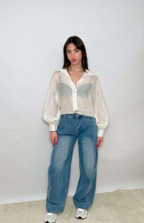BARREL HIGH WAISTED DENIM PANTS | DARK