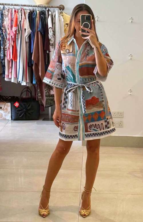 SHORT PRINTED SHIRT-DRESS