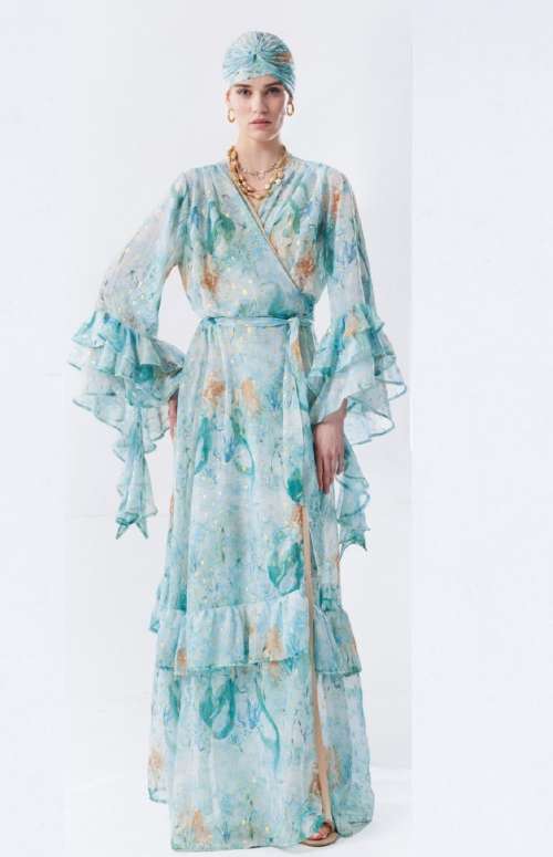 KIMONO DRESS WITH GOLD DETAILS