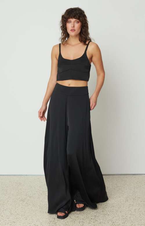 CO-ORD SATIN TOP AND FLARED PANTS