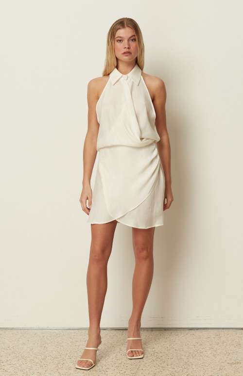 WRAP COLLAR MINI DRESS
