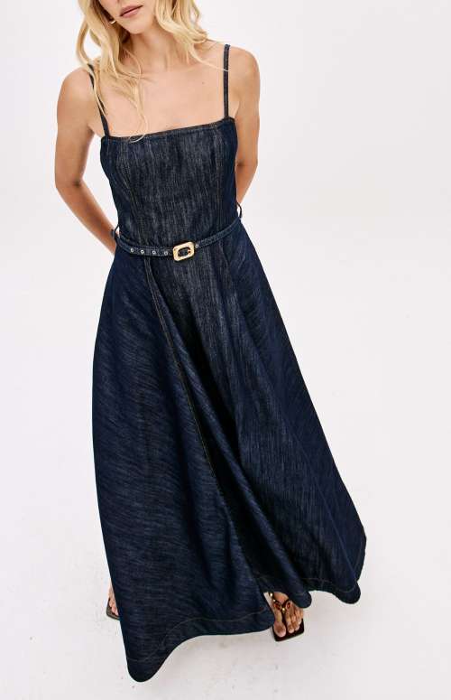 DENIM DRESS WITH STRAPS & BELT