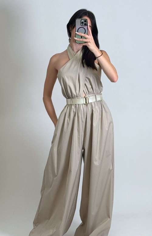 HALTER JUMPSUIT WITH BELT