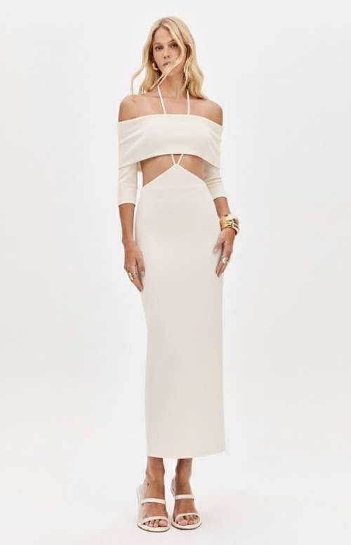 SUPER MIDI OFF THE SHOULDER DRESS