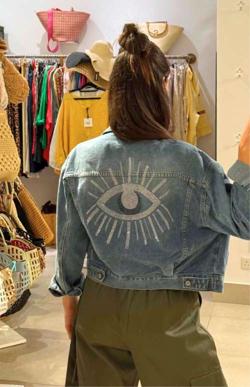 DENIM JACKET WITH RHINESTONES