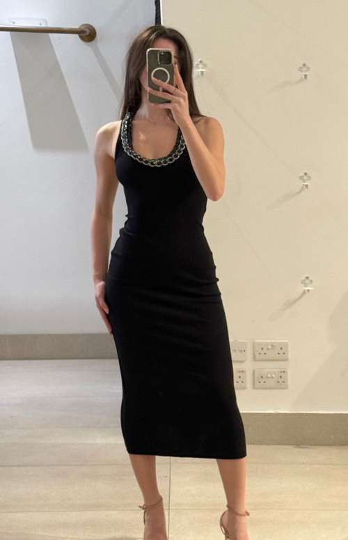 RIBBED DRESS WITH COLLAR DETAIL | OPEN