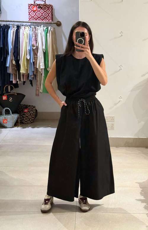 WIDE LEG PANTS WITH ELASTIC WAISTBAND