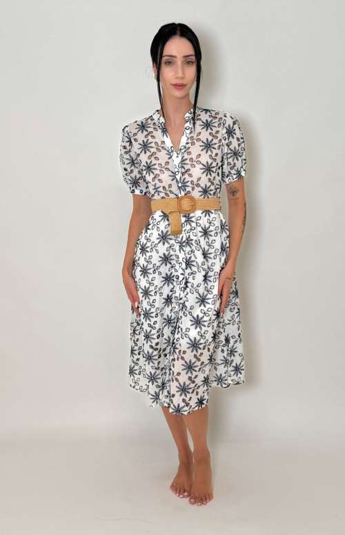 BRODERIE DRESS WITH BELT