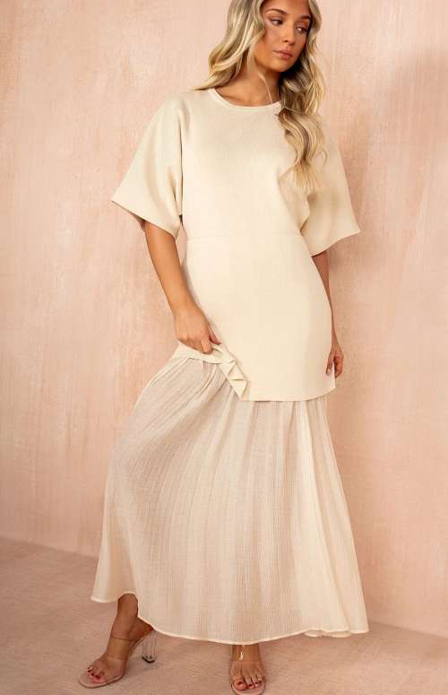 PLEATED SKIRT T-SHIRT DRESS