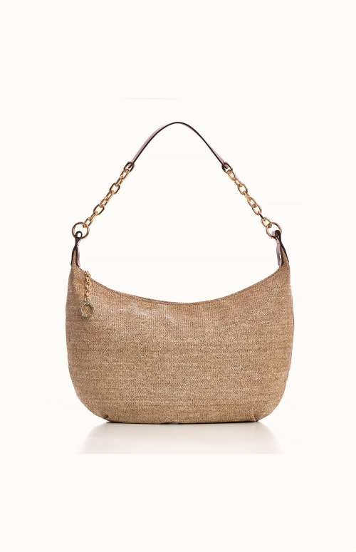 BEIGE STRAW HOBO BAG