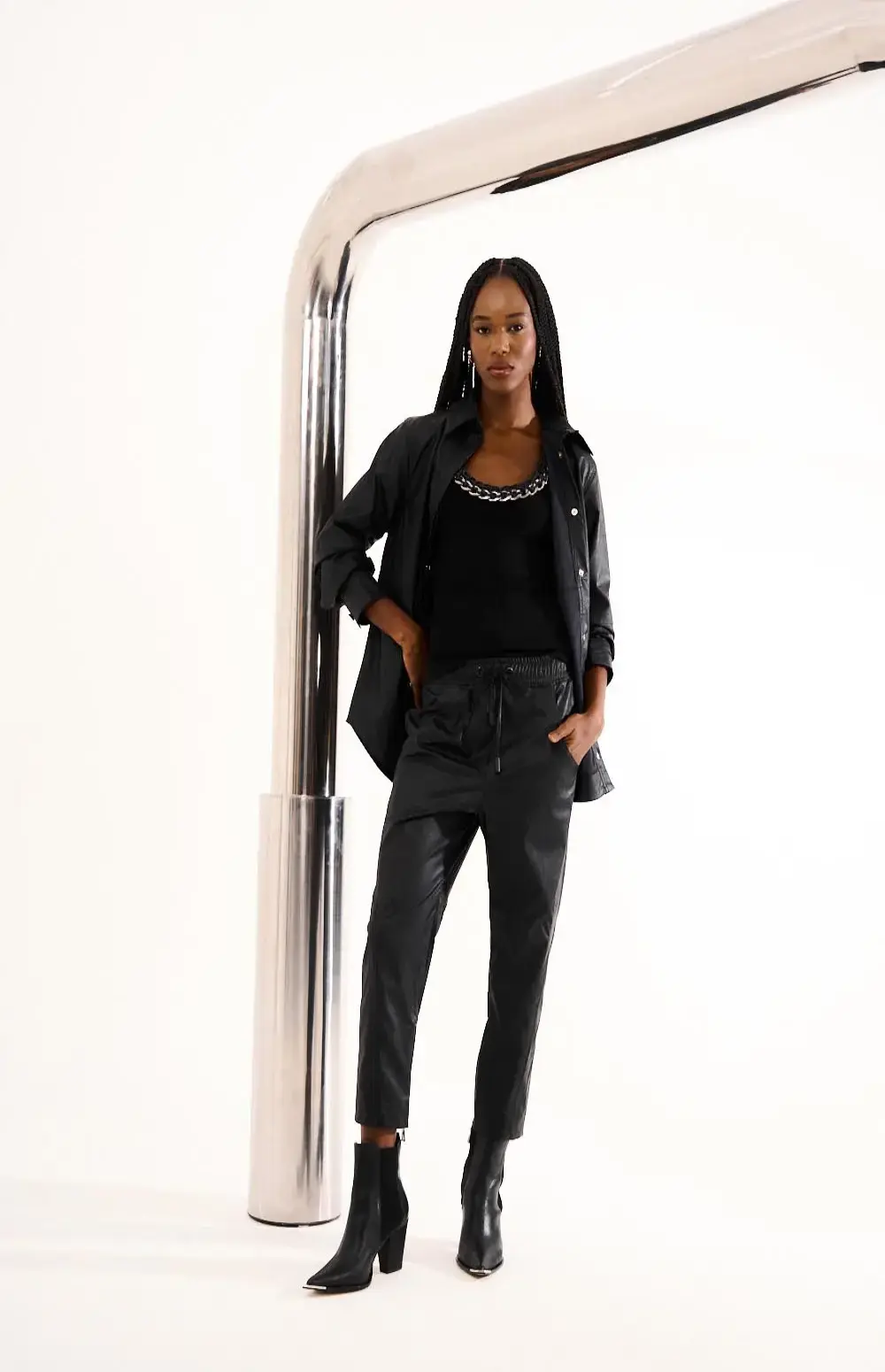 CO-ORD FAUX LEATHER | OVERSIZED SHIRT & JOGGER PANTS