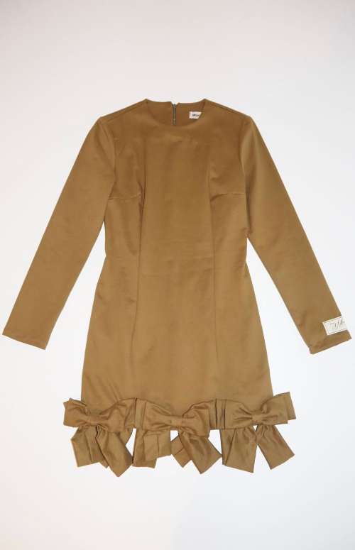 MINI DRESS WITH BOWS | OLIVE