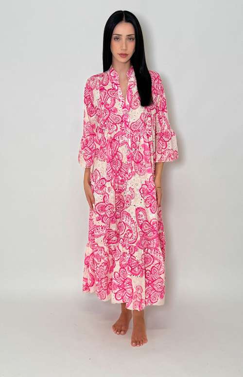 BRODERIE MAXI DRESS | PINK