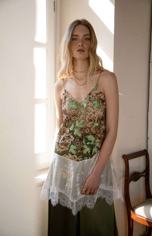 THRESHOLD TOPDRESS | SATIN FLORAL CROCHET