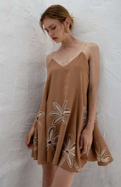 REAM MINI DRESS | EMBROIDERED CUT-OUT