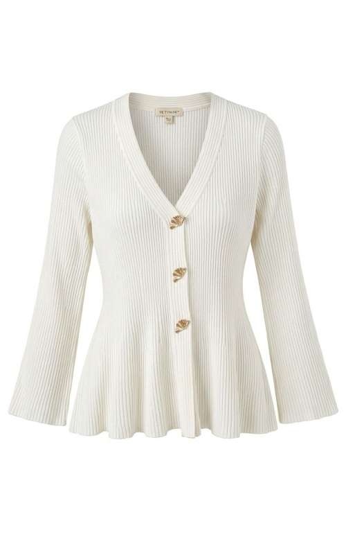 RIBBED PEPLUM CARDIGAN