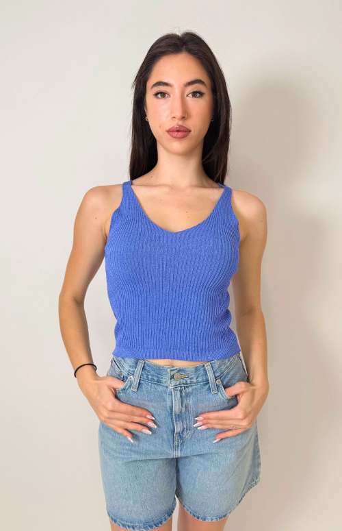 KNITTED V-NECK TANK TOP