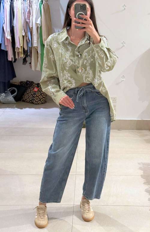 DENIM TROUSER WITH TIE