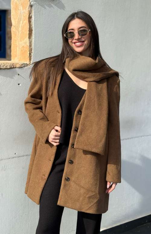 V-NECK SCARF COAT