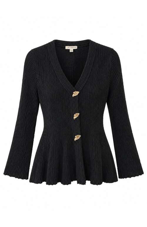 RIBBED PEPLUM CARDIGAN