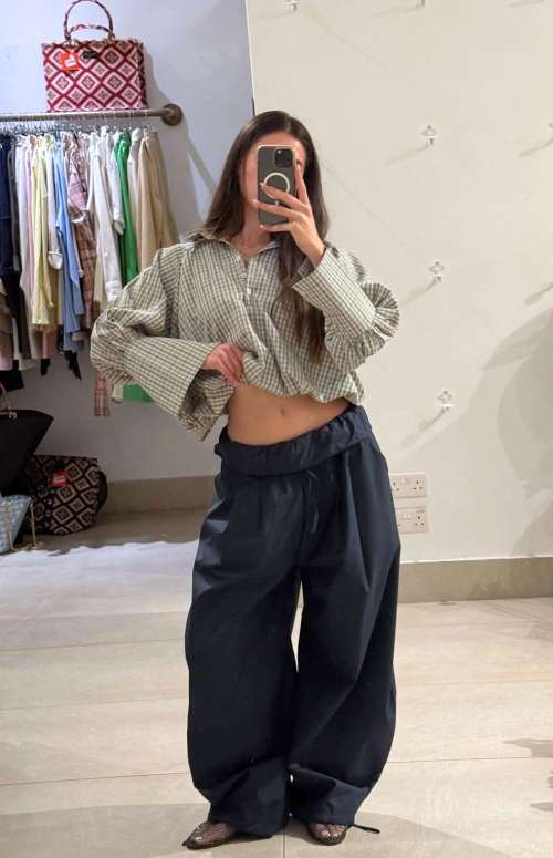 BALLOON TROUSERS WITH FOLDOVER WAISTBAND
