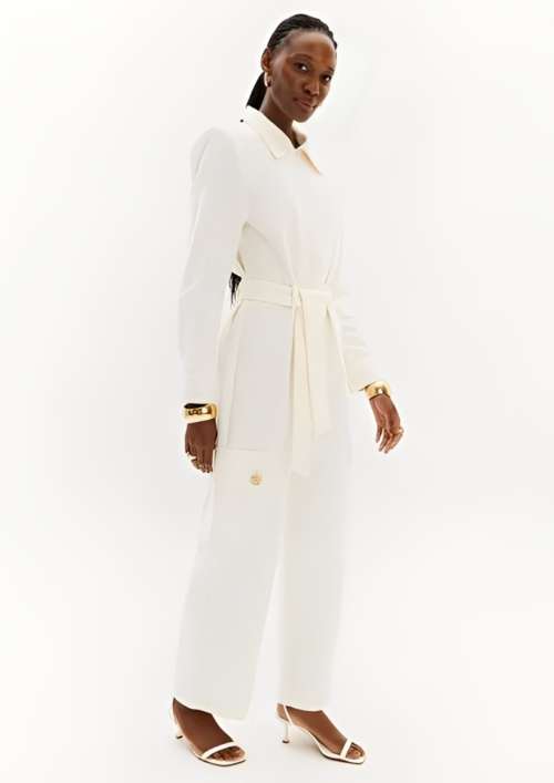 TEXTURED JUMPSUIT WITH SASH