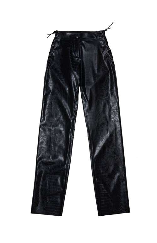 FAUX LEATHER PANTS WITH CUT OUT DETAIL