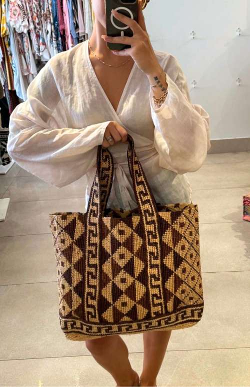 PRINTED RAFFIA BAG