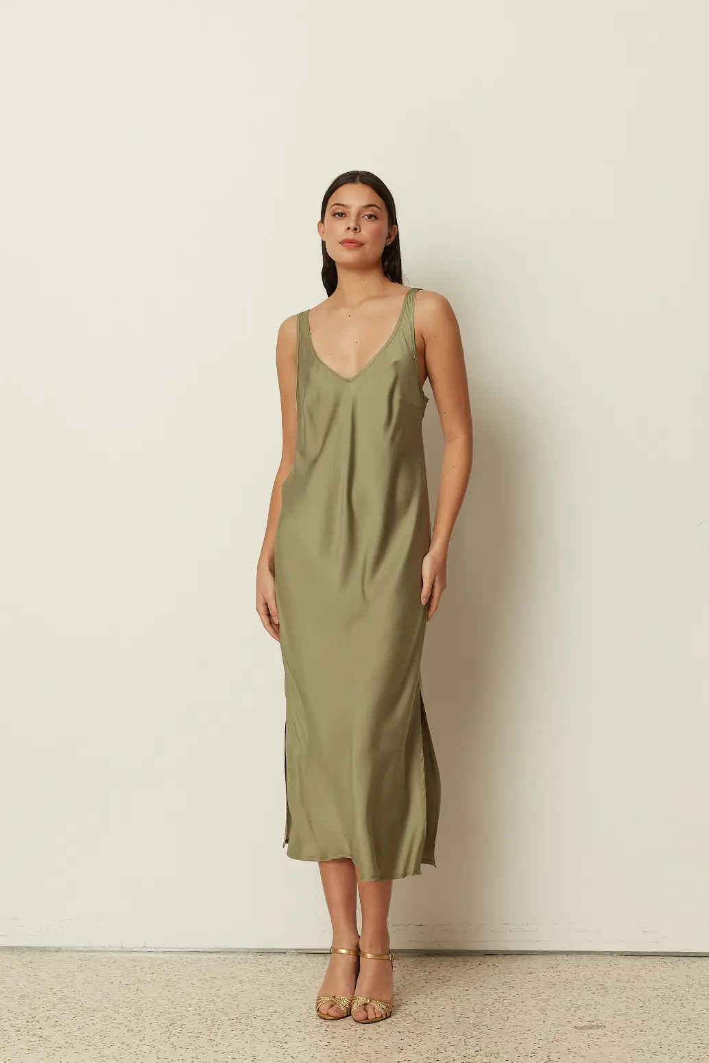 SATIN MIDI DRESS