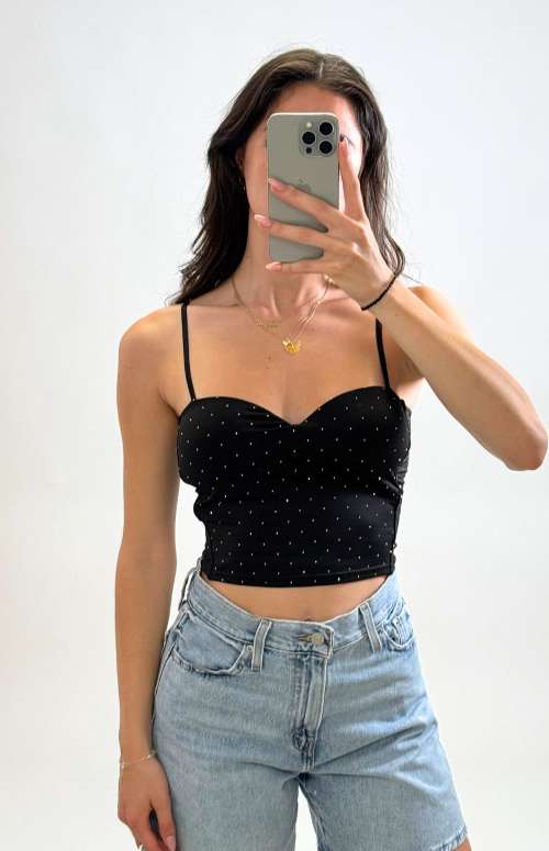 RHINESTONE BUSTIER CROP TOP