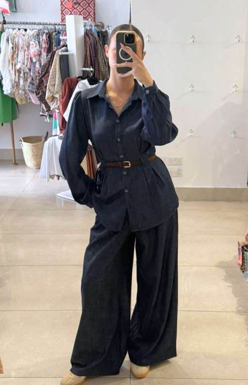 CO-ORD DENIM WITH BELT | SHIRT & TROUSERS