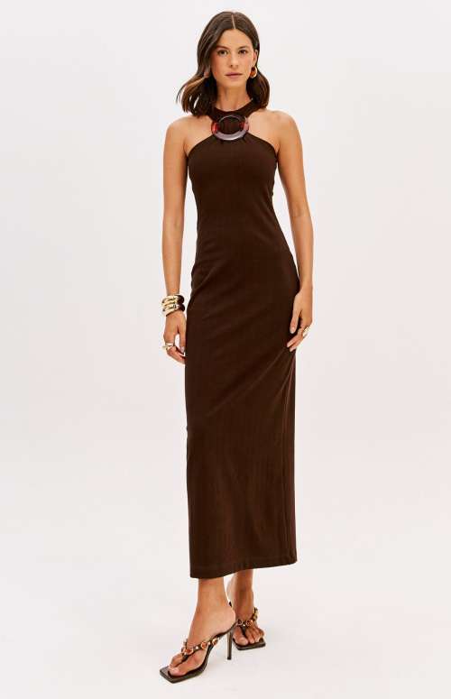 THICK KNIT DRESS WITH NECKLINE DETAIL