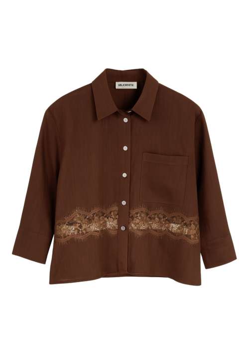 LINEN SHIRT WITH LACE DETAIL