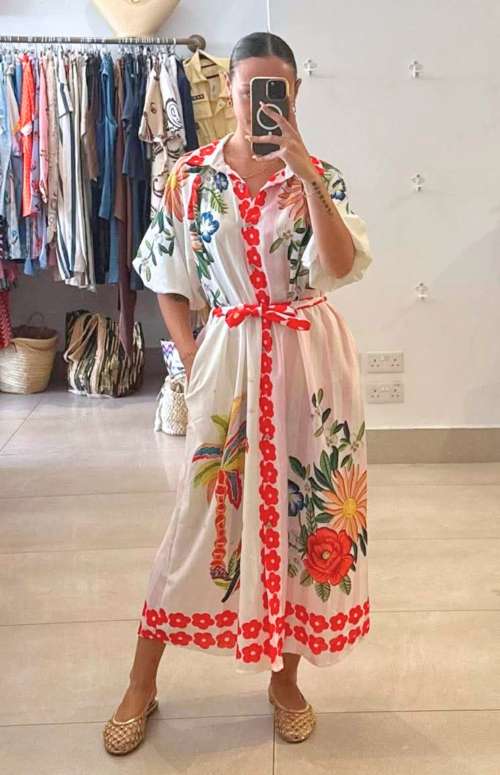MAXI SHIRT-DRESS WITH PRINT